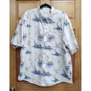 Crossings Mens Cotton Shirt  Nautical  Button-Up Beachy  Size 2X